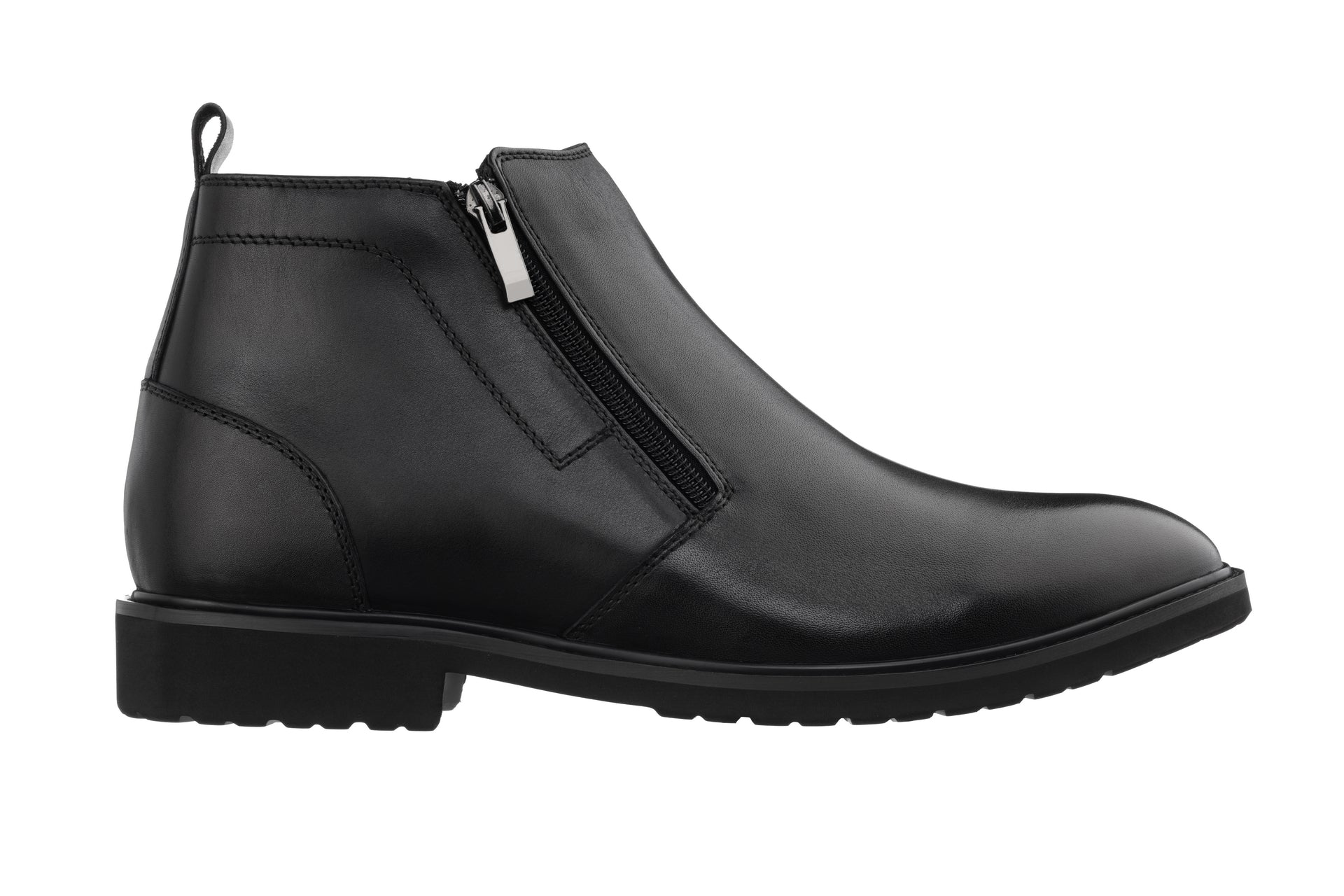TOTO - YH7105 - 2.8 Inches Taller (Black) - Ankle Zip Boots - Lightweight - WonderingCloth