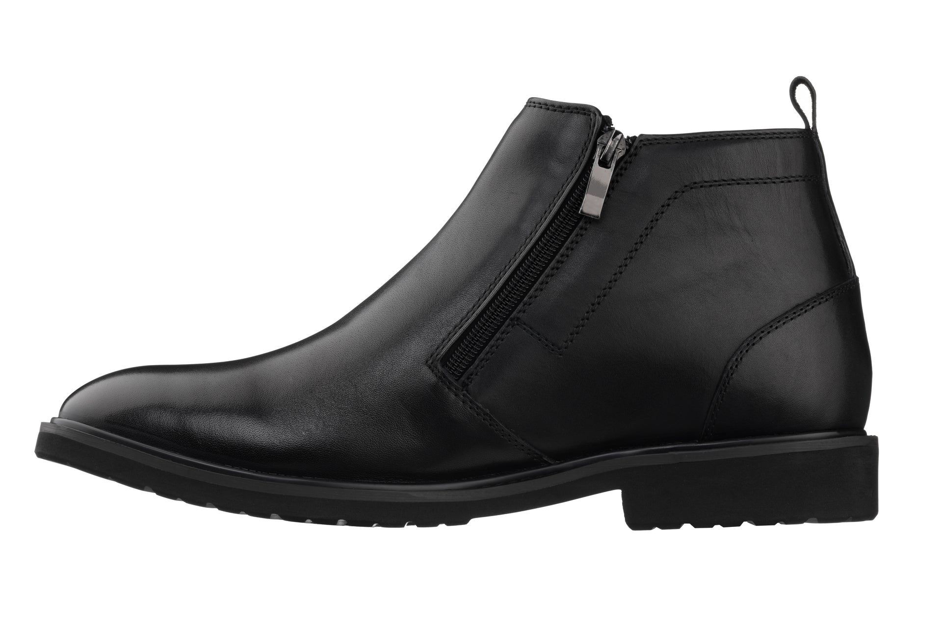 TOTO - YH7105 - 2.8 Inches Taller (Black) - Ankle Zip Boots - Lightweight - WonderingCloth