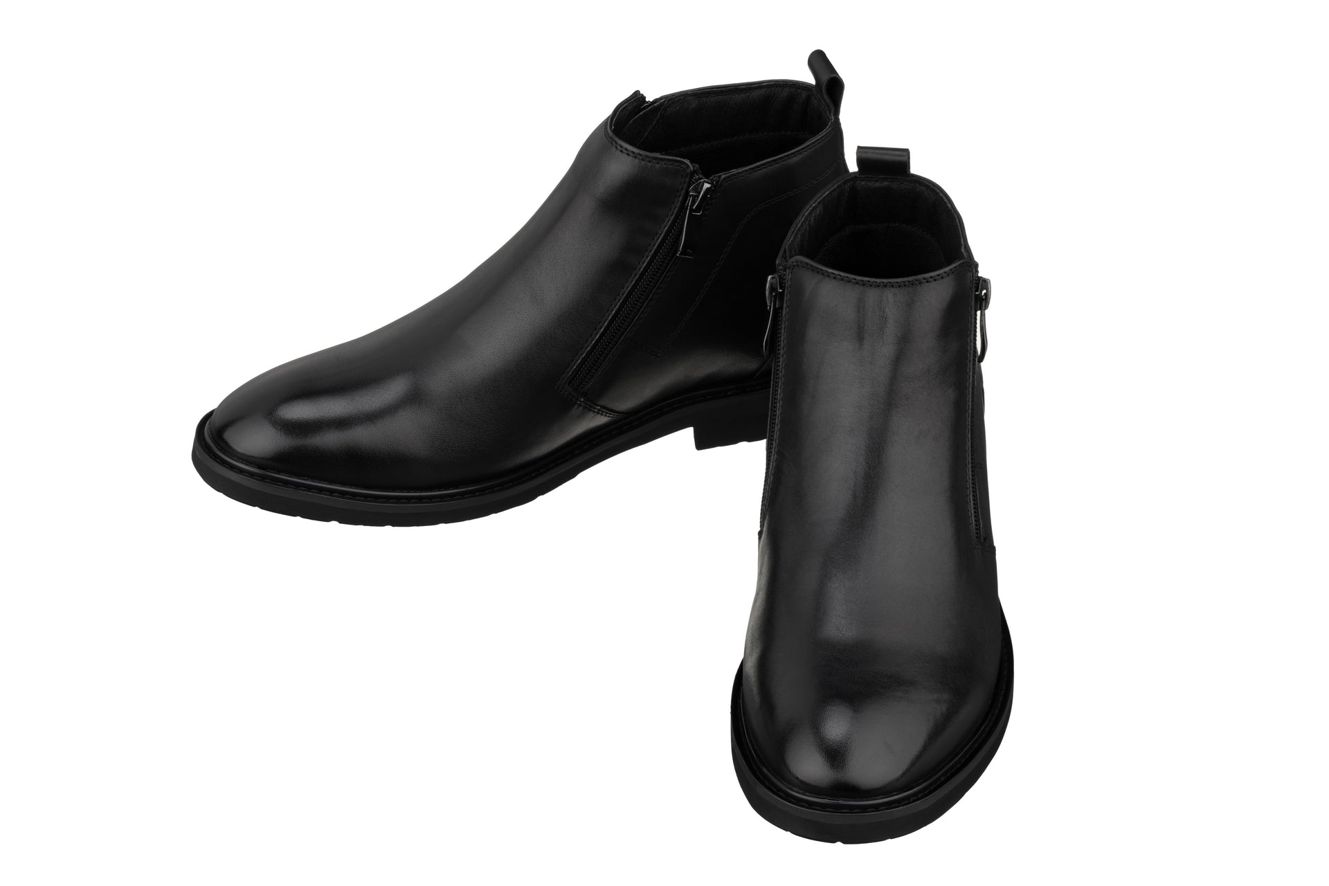 TOTO - YH7105 - 2.8 Inches Taller (Black) - Ankle Zip Boots - Lightweight - WonderingCloth