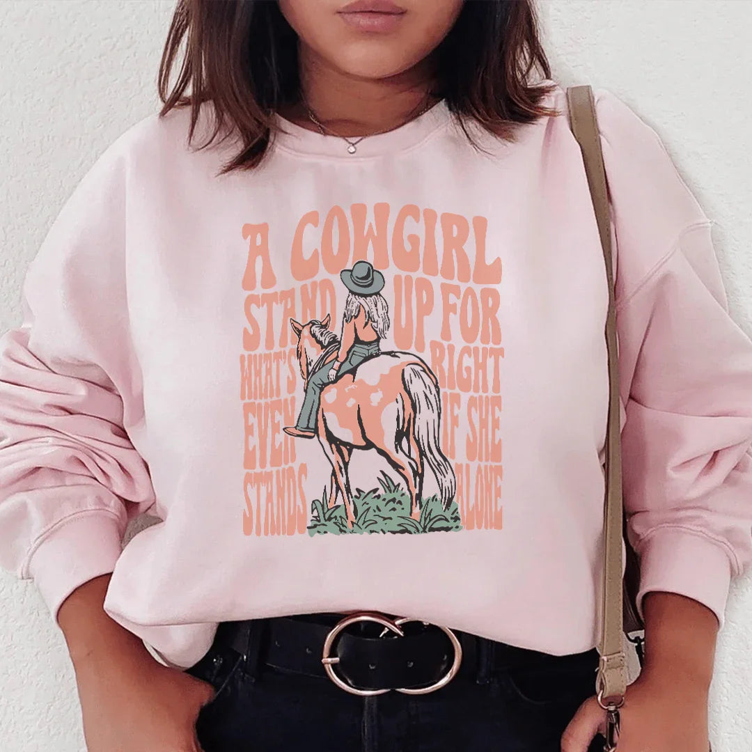 A Cowgirl Stand Up For What's Right Even If She Stands Alone Tee - WonderingCloth