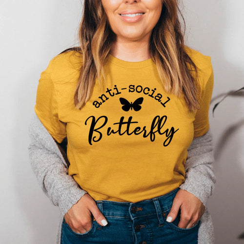 Anti Social Butterfly Tee - WonderingCloth