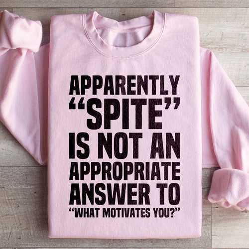 Apparently Spite Is Not An Appropriate Answer To What Motivates You Sweatshirt - WonderingCloth