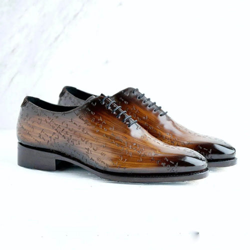 Arabic Matrix Patina Wholecut Shoes - WonderingCloth