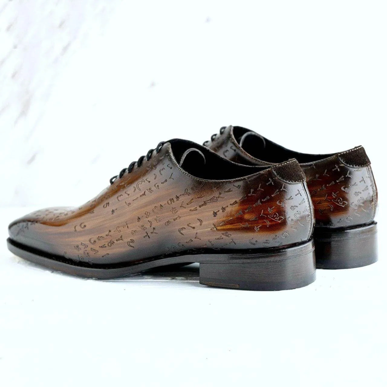 Arabic Matrix Patina Wholecut Shoes - WonderingCloth