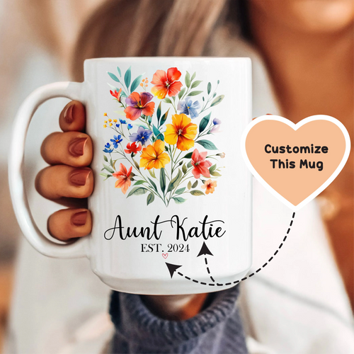 Auntie Floral Custom Mug - WonderingCloth