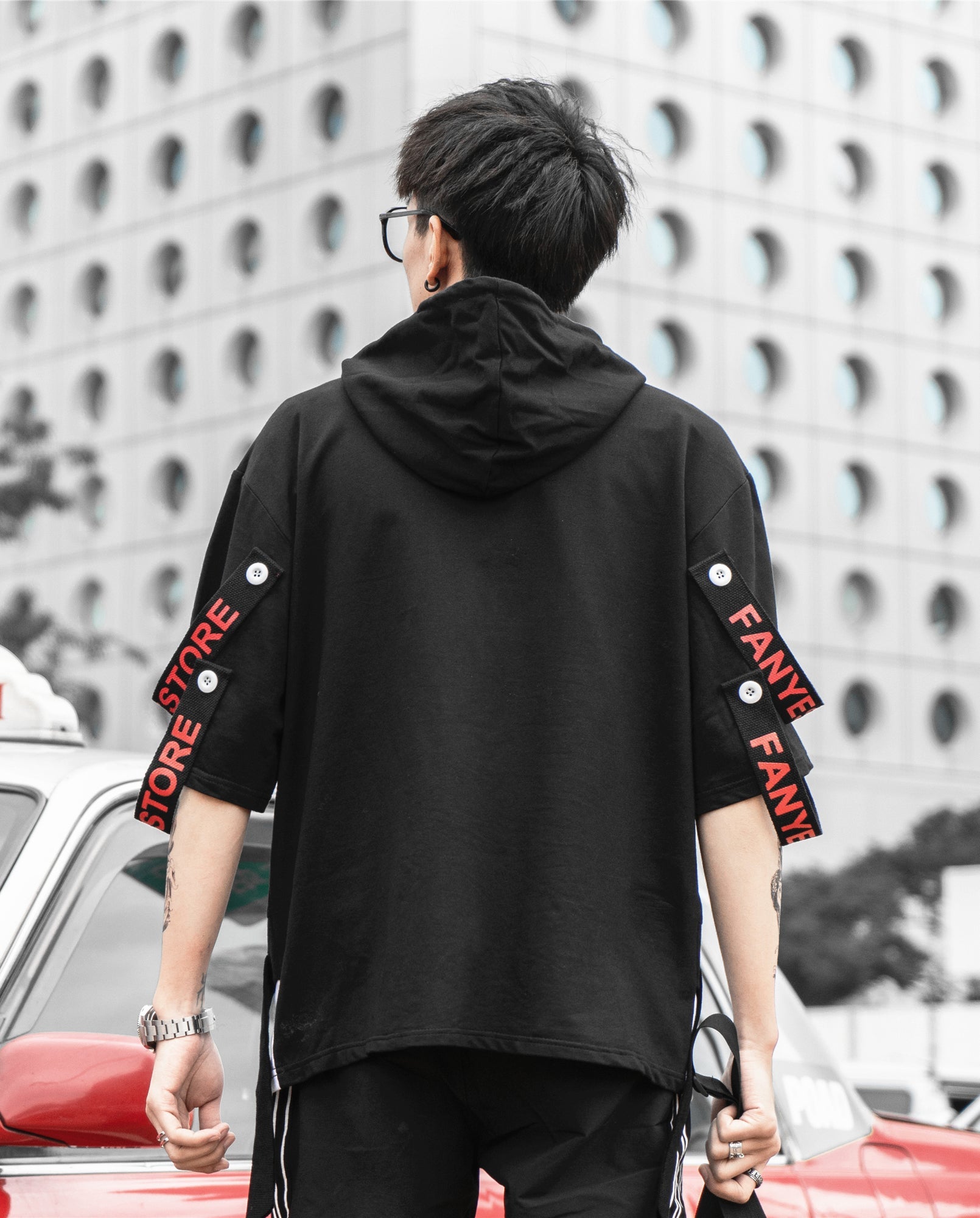 Black Solo Movement Short Sleeves Hoodie