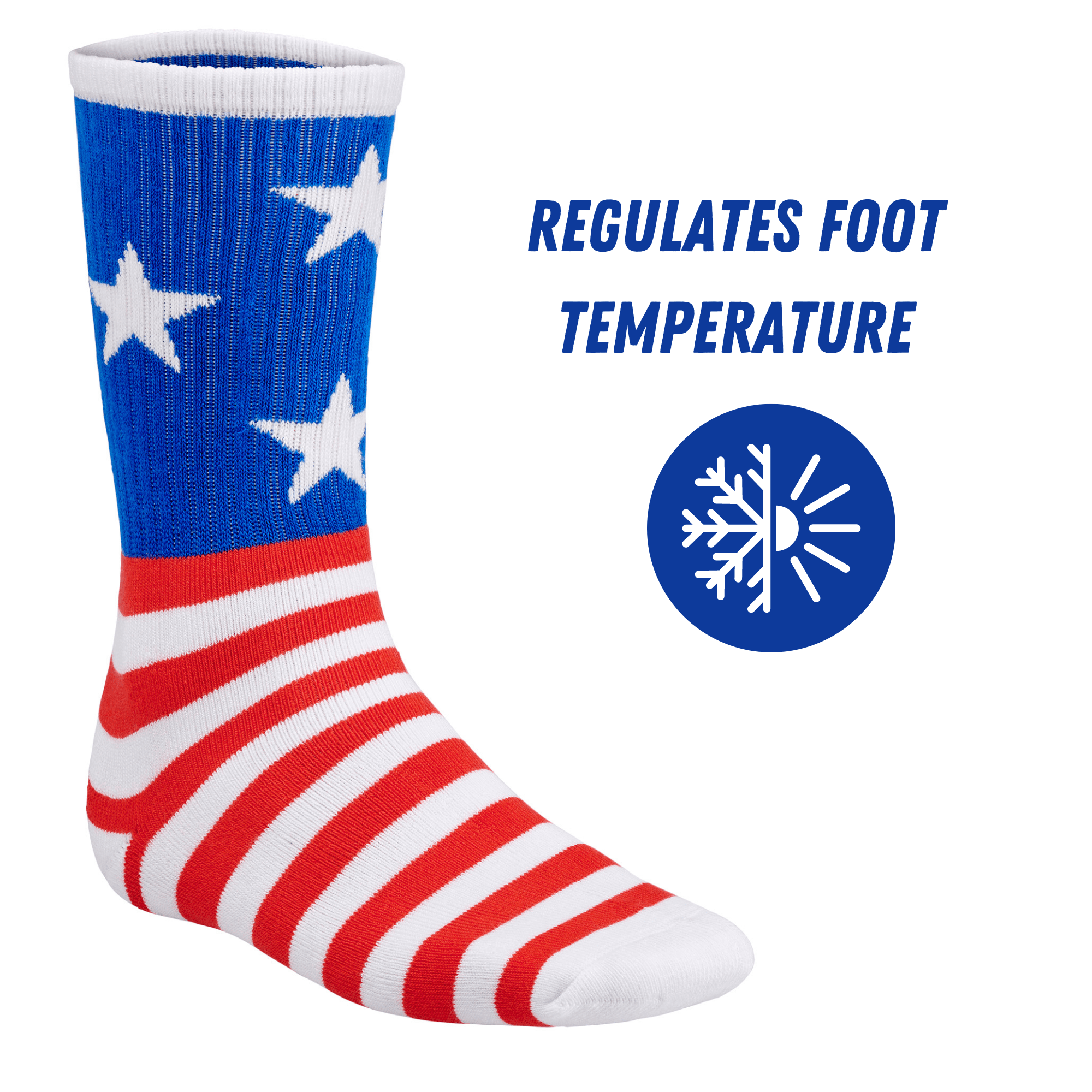 Bamboo Sports Red White and Blue Premium Bamboo Rayon Crew Work Socks- Moisture Wicking, Odor Eliminating Red, White, and Blue American Flag 4th of July Socks for Men and Women Gift Box 3 Pair - WonderingCloth