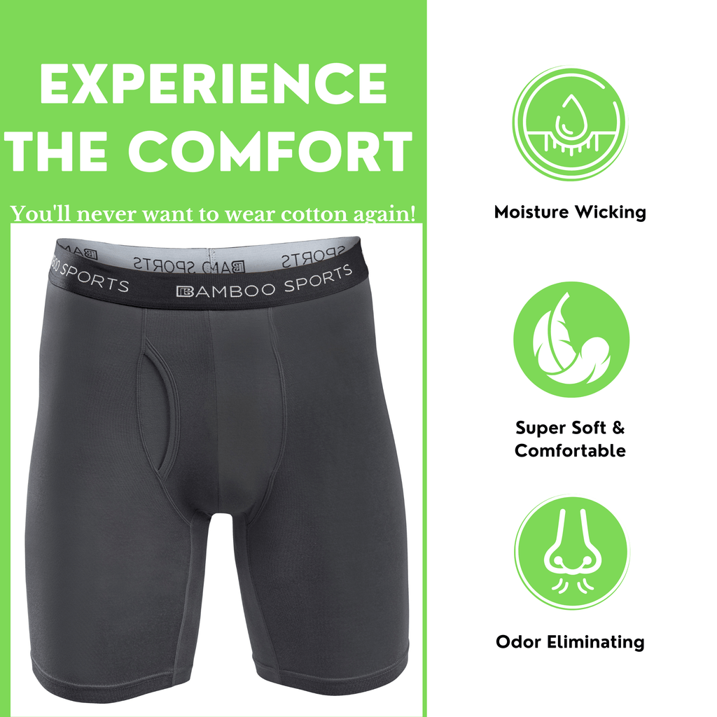 Men's 6" Inseam Bamboo Rayon Boxer Briefs - 4 Pack - WonderingCloth