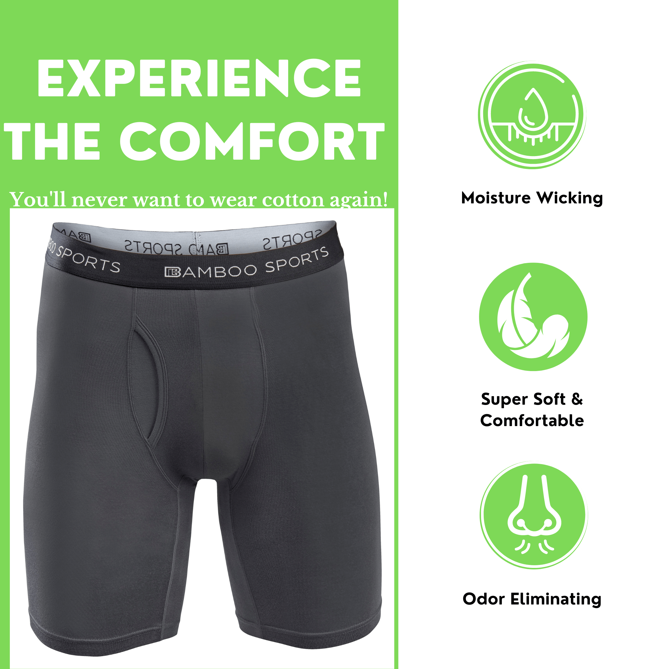 Men's 6" Inseam Bamboo Rayon Boxer Briefs - 4 Pack - WonderingCloth