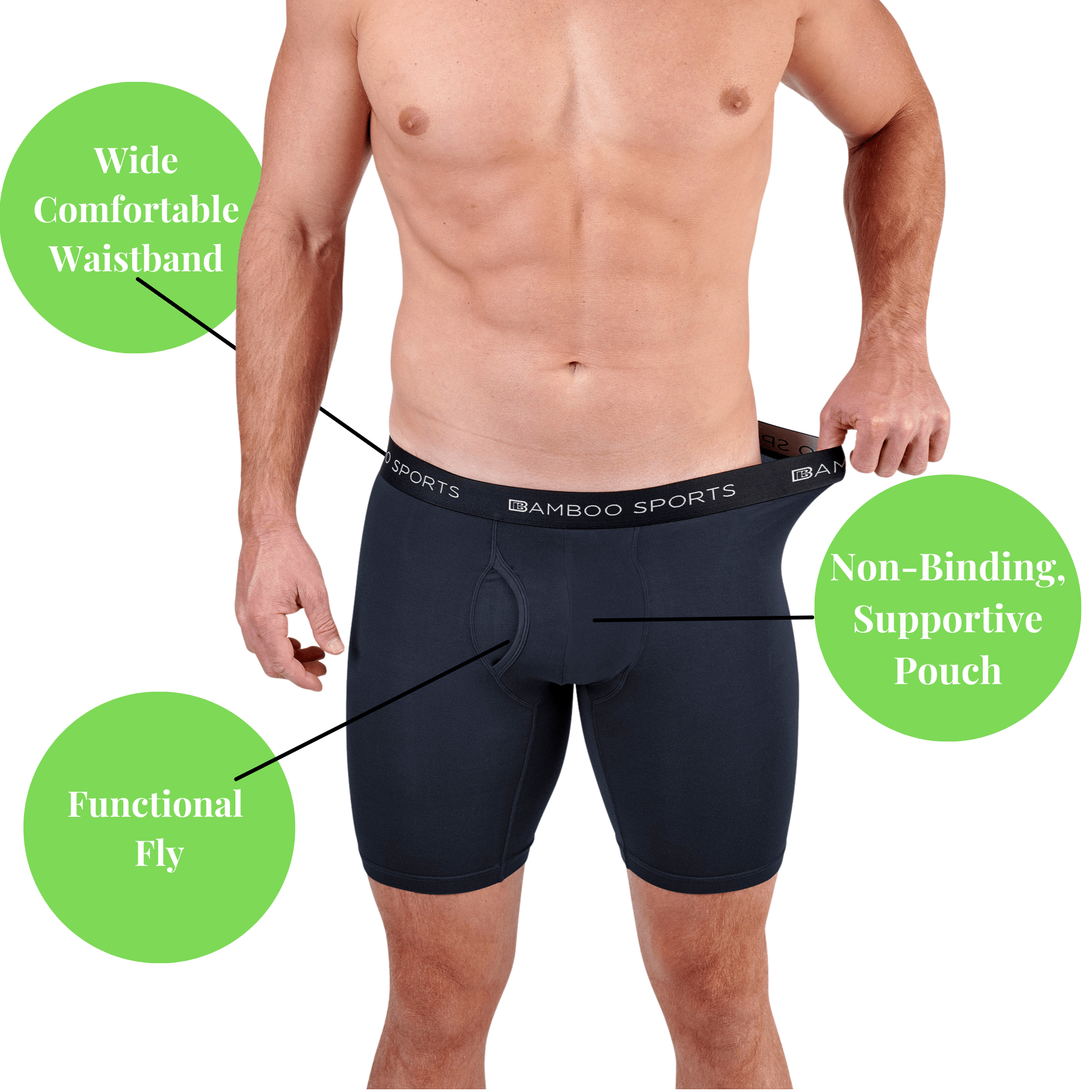 Men's 6" Inseam Bamboo Rayon Boxer Briefs - 4 Pack - WonderingCloth