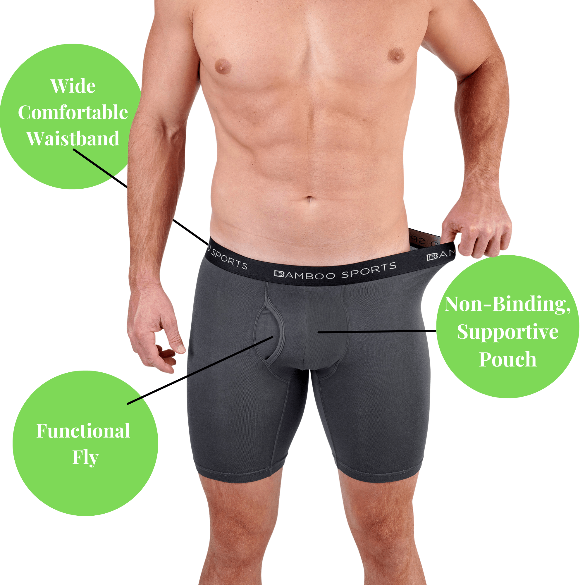 Men's 6" Inseam Bamboo Rayon Boxer Briefs - 4 Pack - WonderingCloth