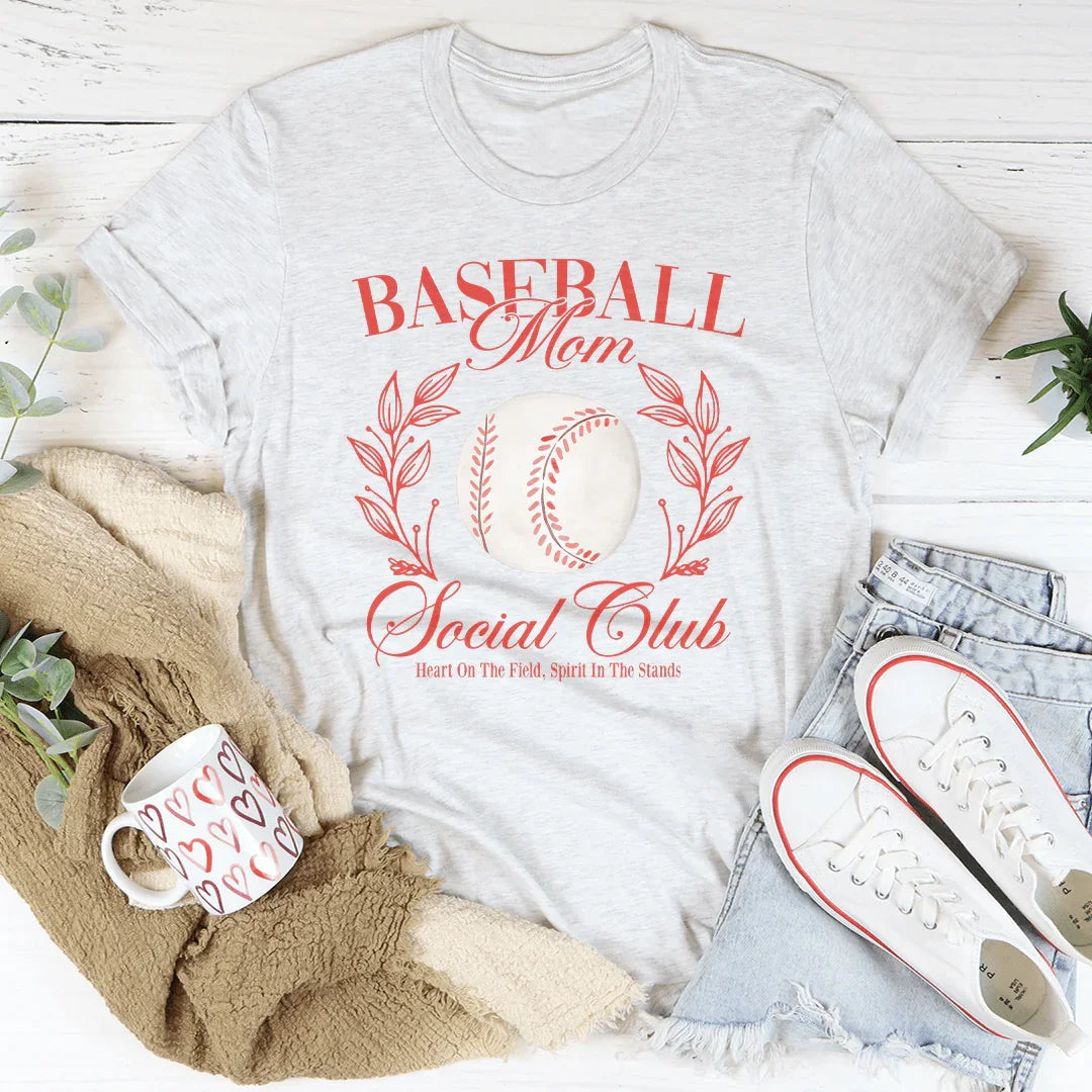 Baseball Mom Social Club Tee - WonderingCloth