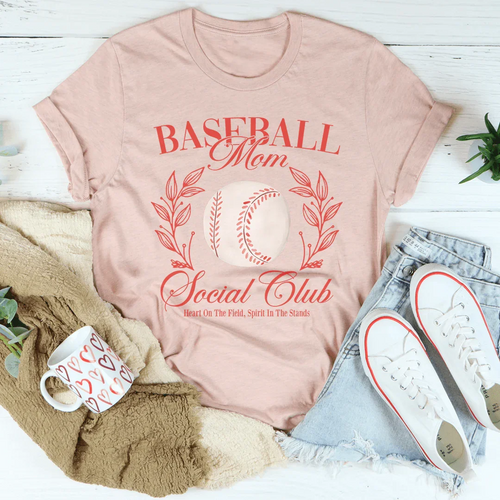 Baseball Mom Social Club Tee - WonderingCloth