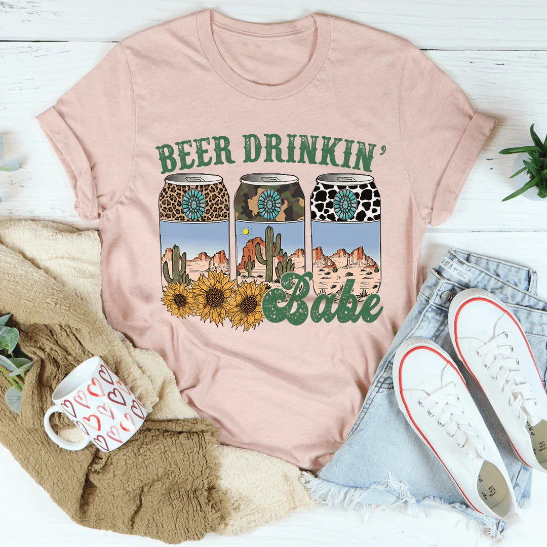 Beer Drinking Babe Tee - WonderingCloth
