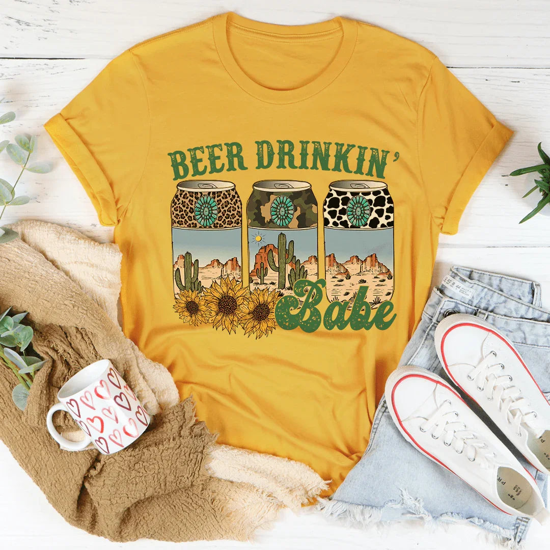 Beer Drinking Babe Tee - WonderingCloth