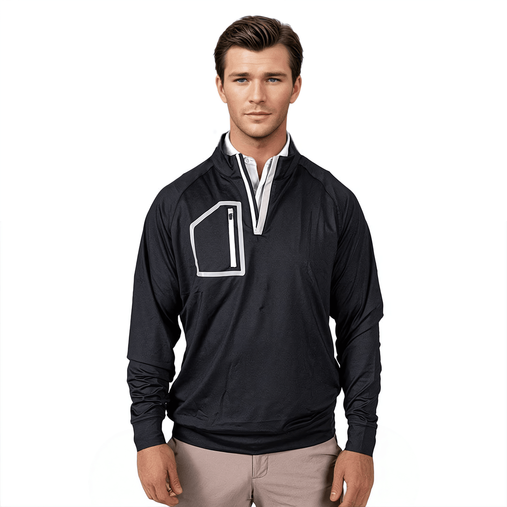 Black Men's Q-Zip - WonderingCloth