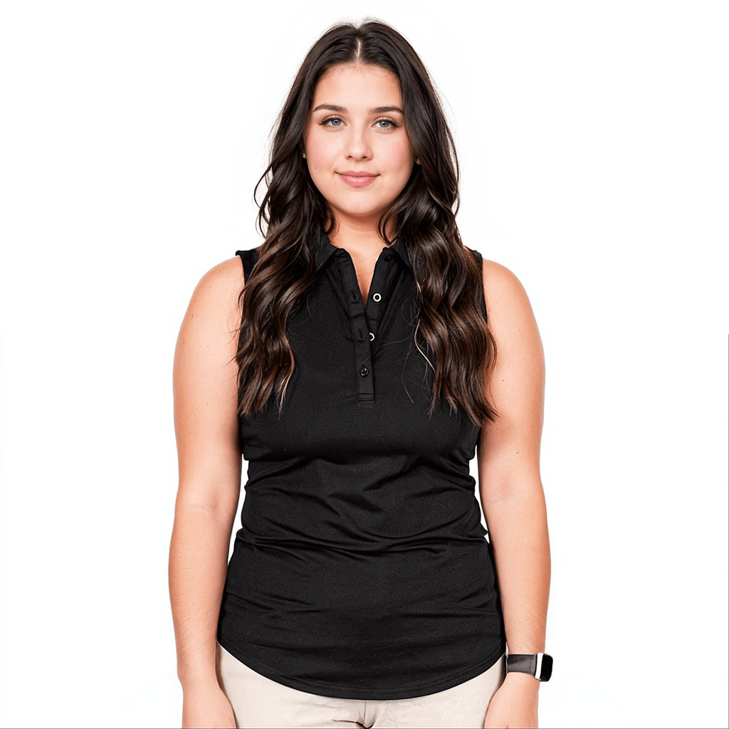 Black Women's (Sleeveless) Polos - WonderingCloth