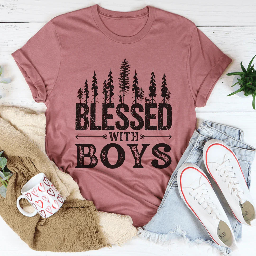 Blessed With Boys Tee - WonderingCloth