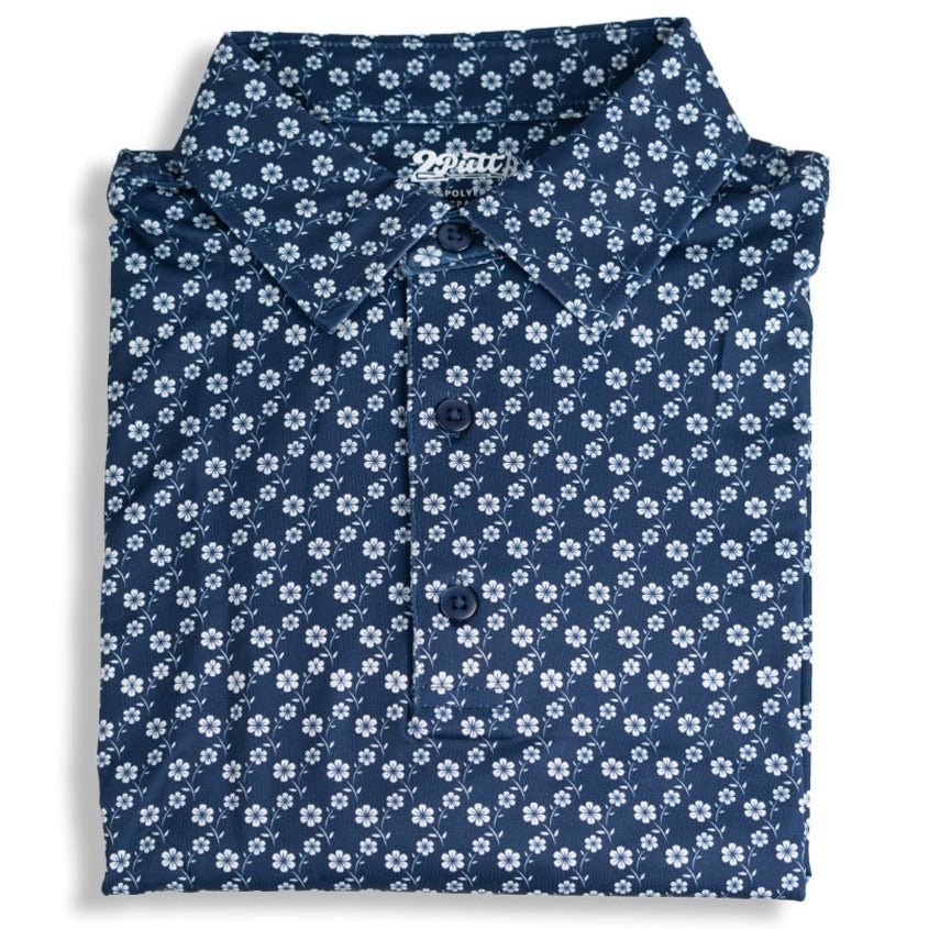 Blue Floral Men's Polo - WonderingCloth