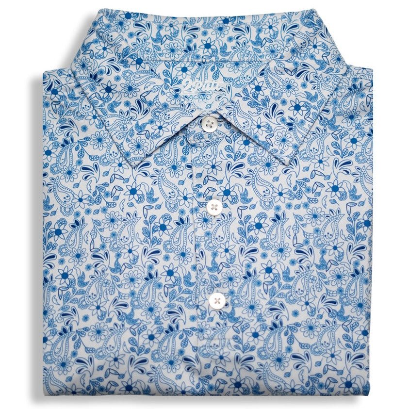 Blue Paisley Men's Polo - WonderingCloth