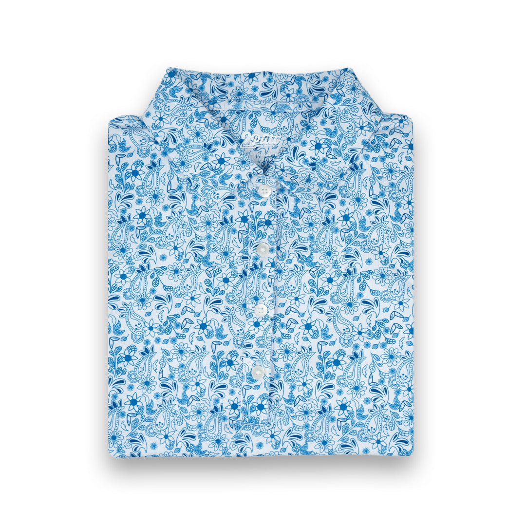 Blue Paisley Women's Polo (Sleeveless) - WonderingCloth