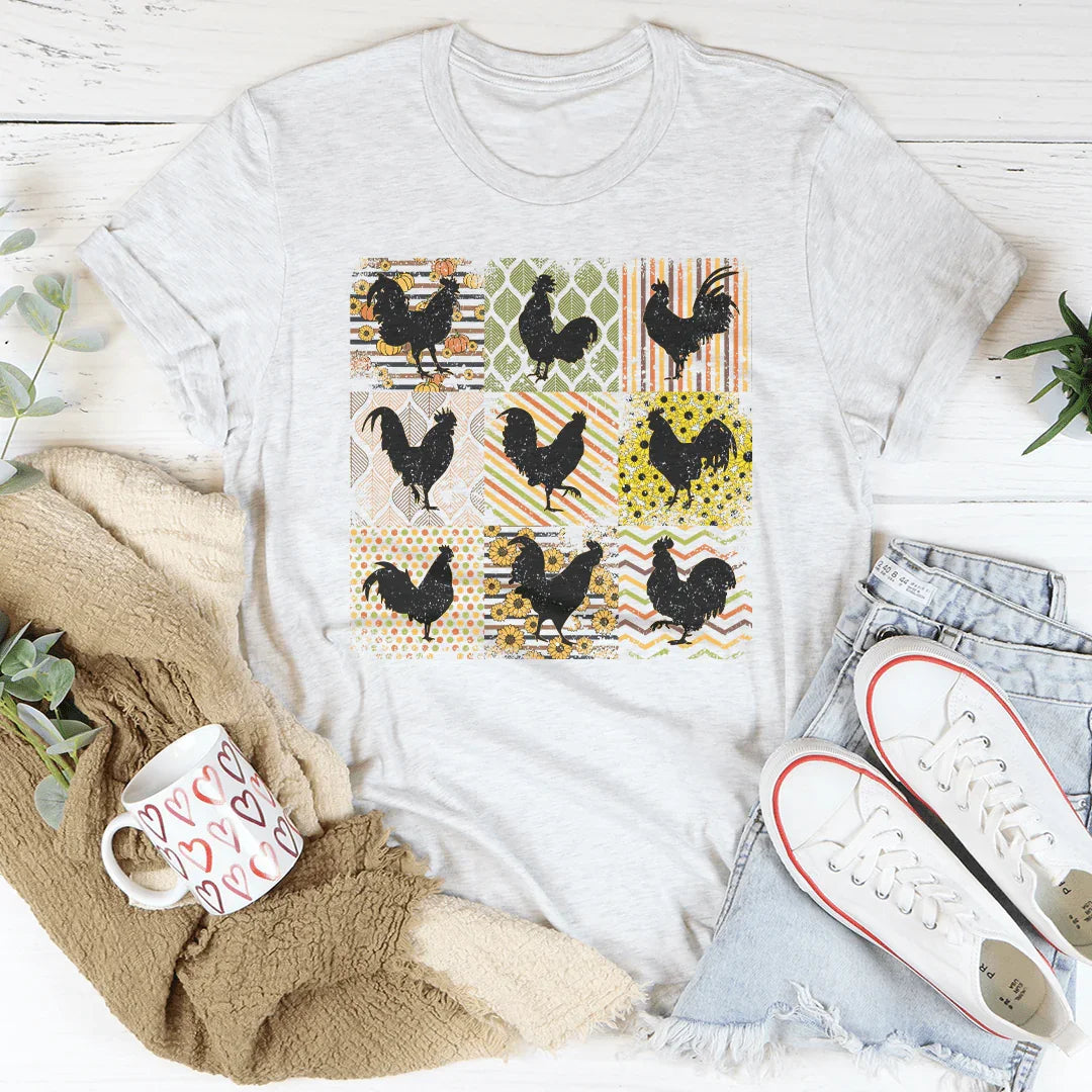 Boho Retro Chickens Tee - WonderingCloth