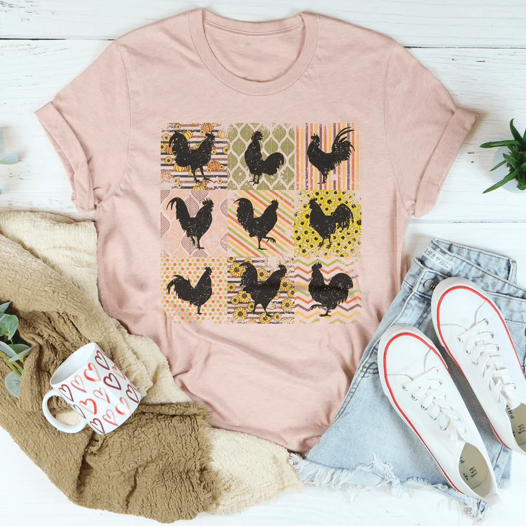 Boho Retro Chickens Tee - WonderingCloth