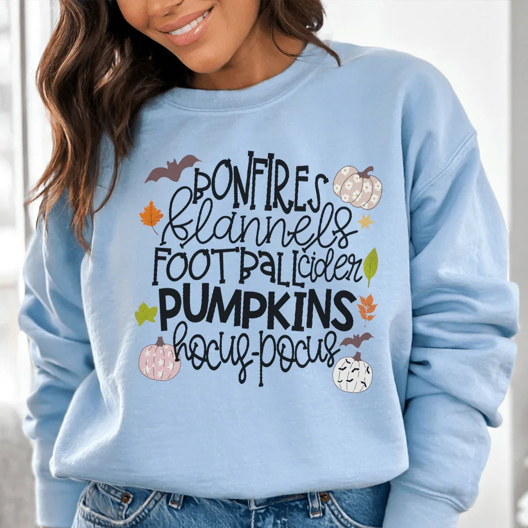 Bonfires Flannels Football Cider Pumpkins Hocus Pocus Sweatshirt - WonderingCloth