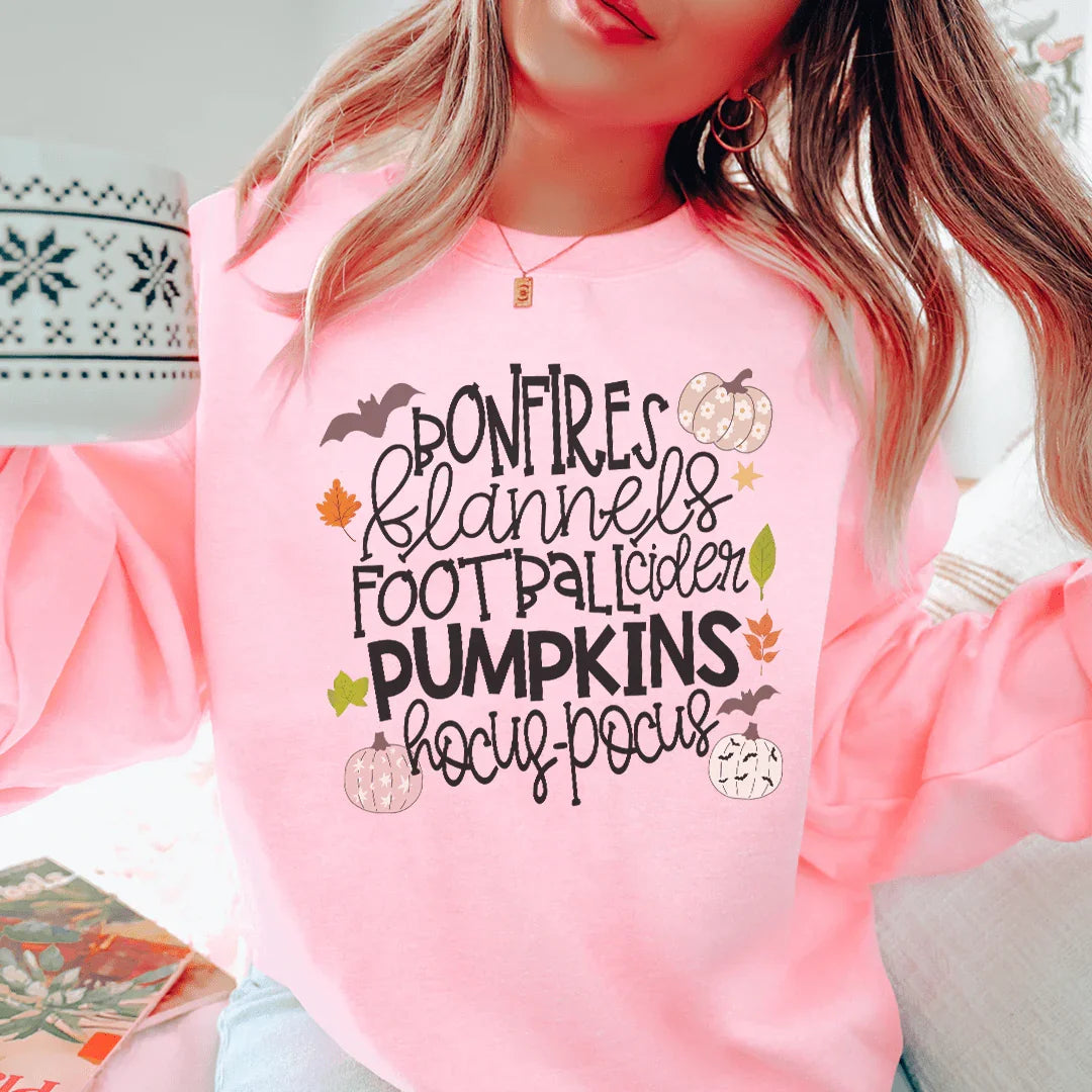 Bonfires Flannels Football Cider Pumpkins Hocus Pocus Sweatshirt - WonderingCloth