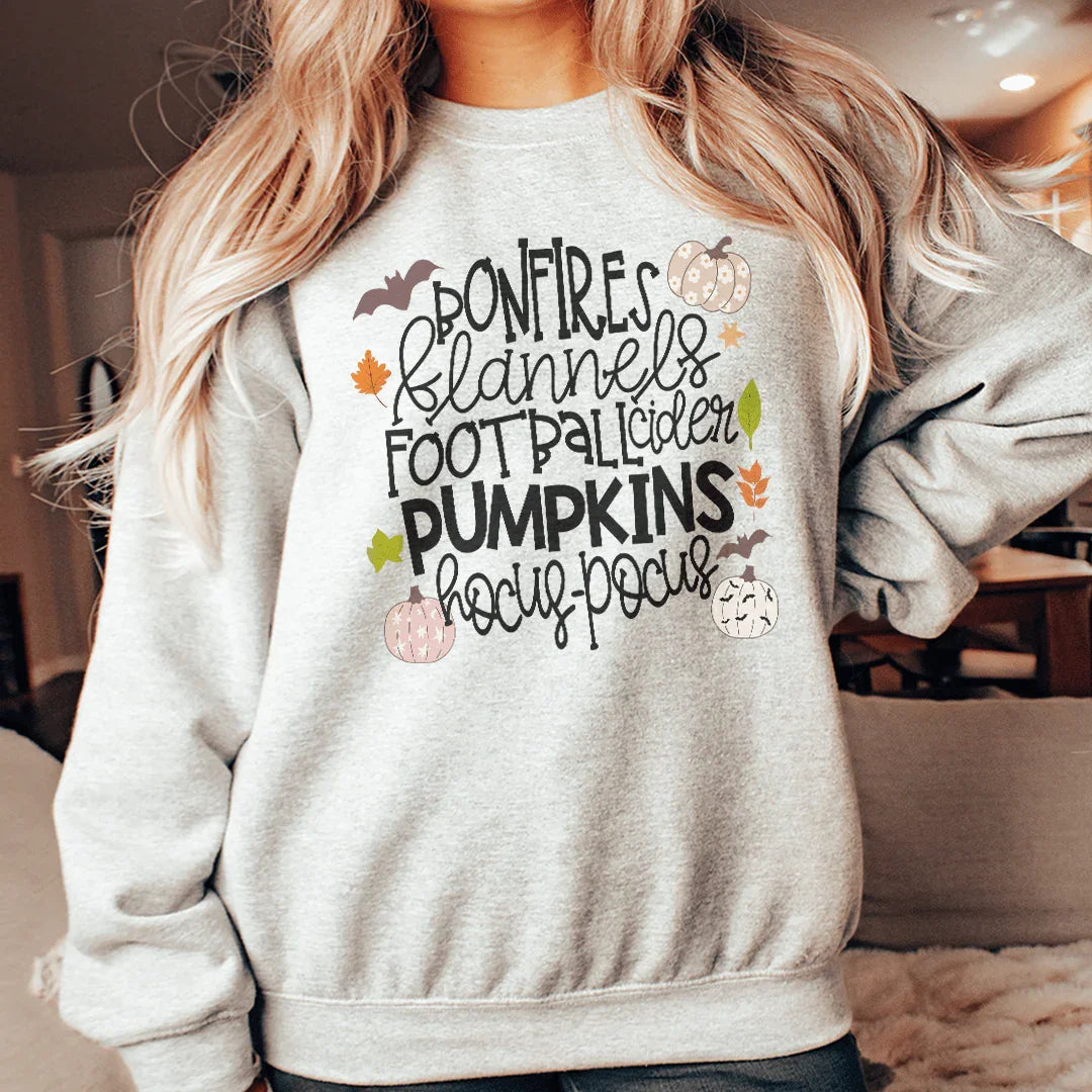 Bonfires Flannels Football Cider Pumpkins Hocus Pocus Sweatshirt - WonderingCloth