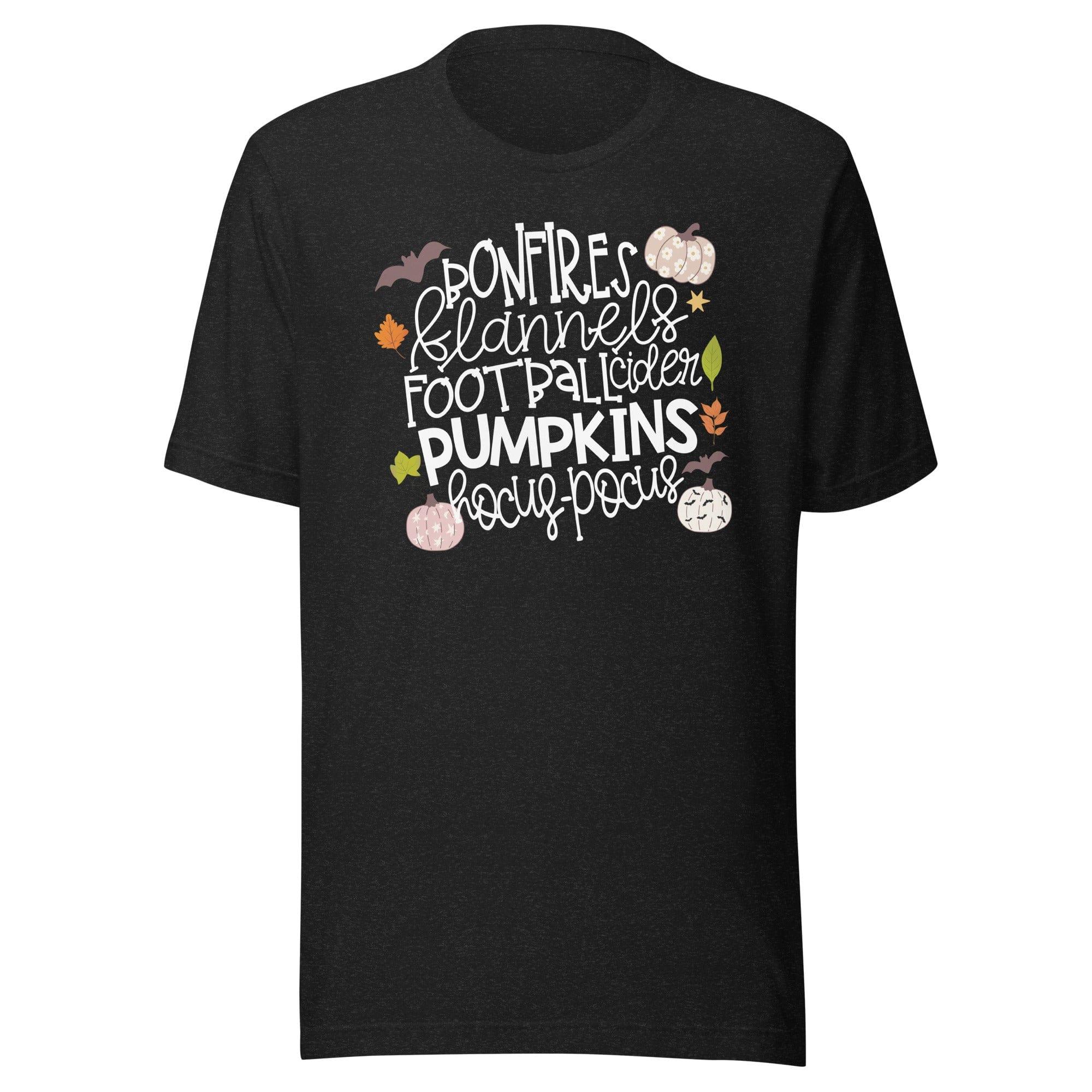 Bonfires Flannels Football Cider Pumpkins Hocus Pocus Tee - WonderingCloth