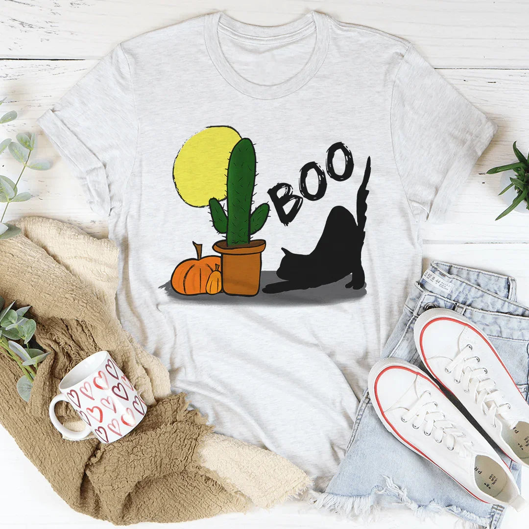 Boo Black Cat Tee - WonderingCloth