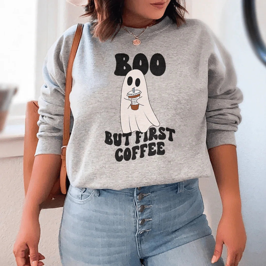 Boo But First Coffee Sweatshirt - WonderingCloth