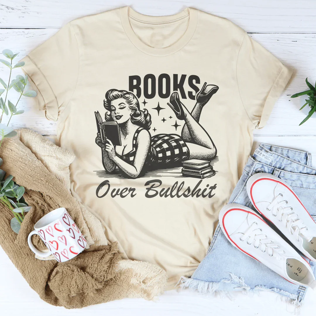 Books Over Bullshit Tee - WonderingCloth