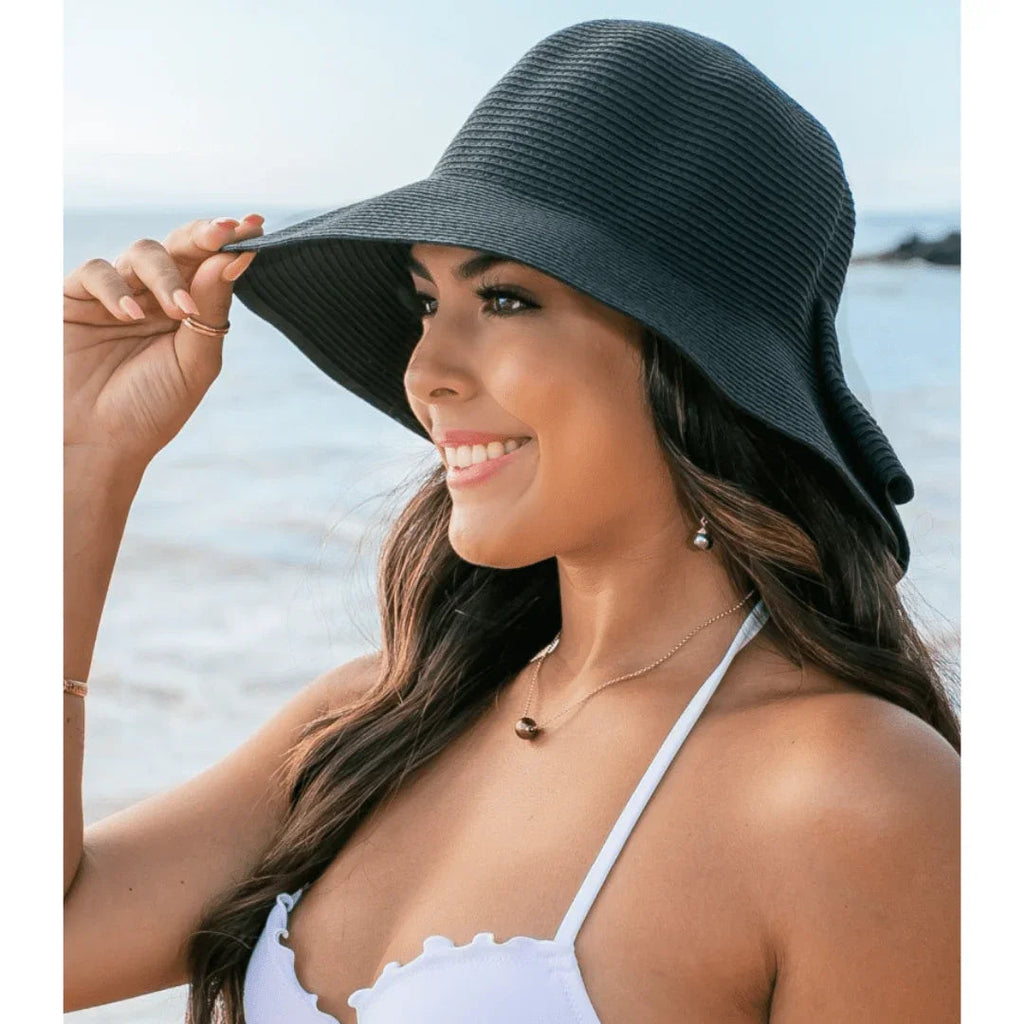 Bow Back Straw Bucket Hat - WonderingCloth