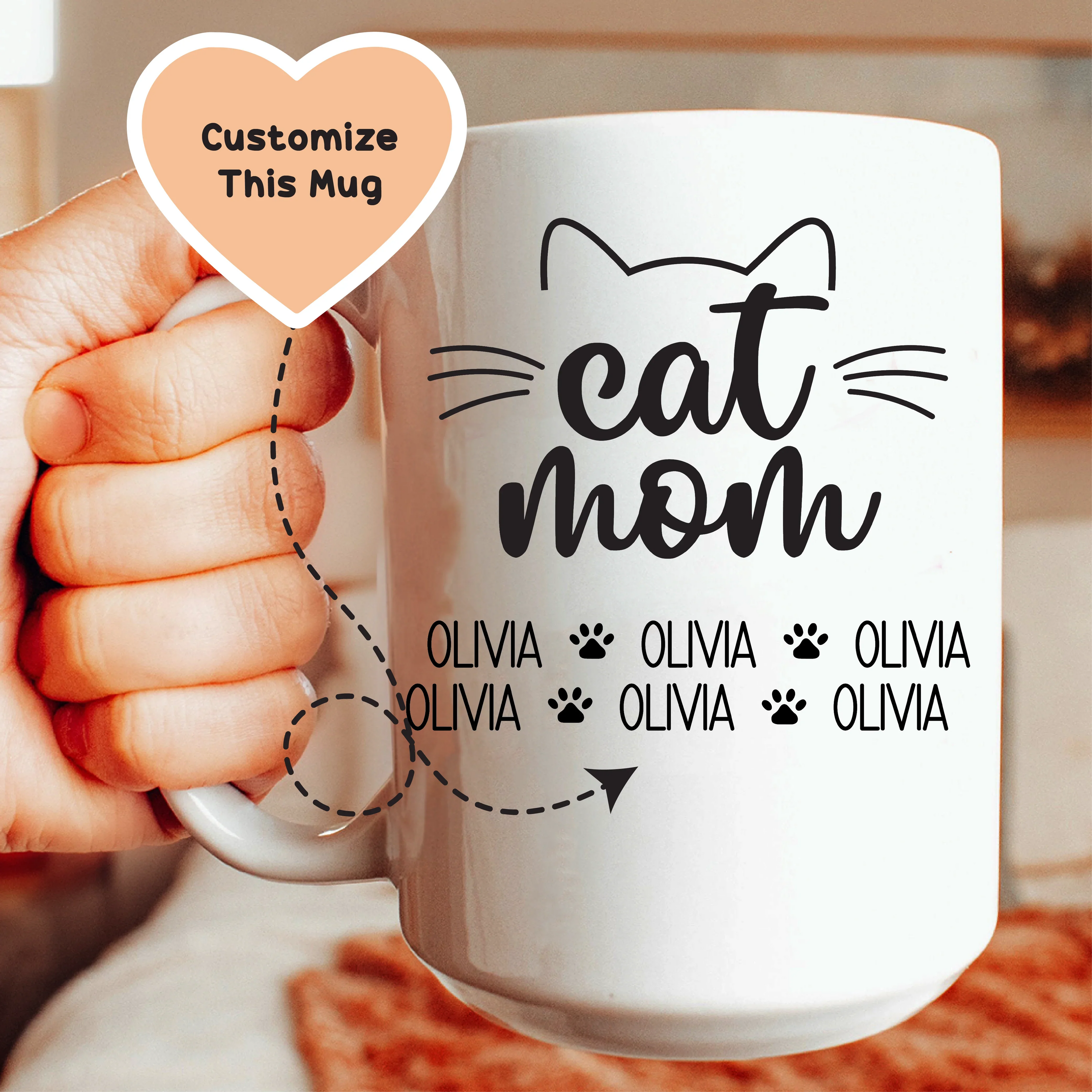 Cat Mom Custom Mug - WonderingCloth
