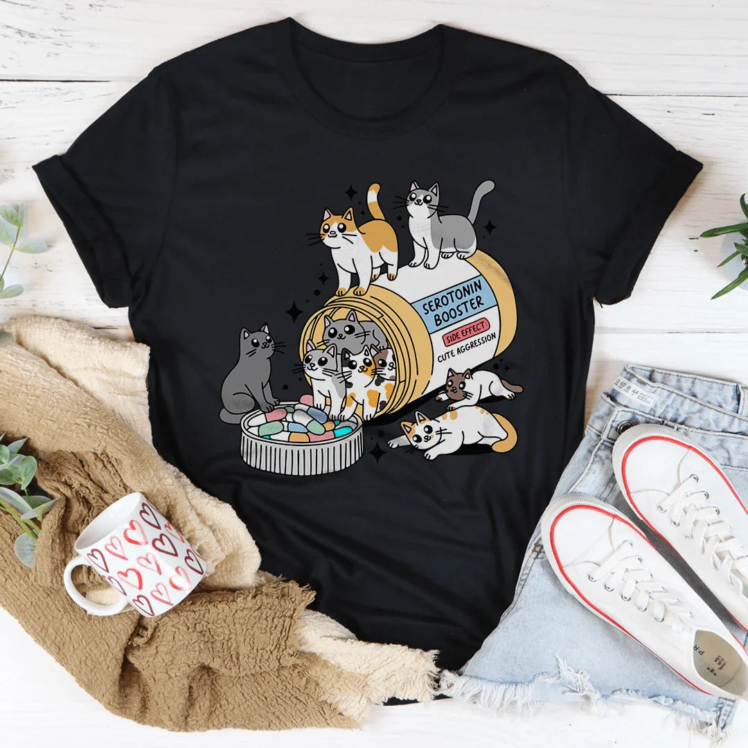 Cats Happy Pills Tee - WonderingCloth