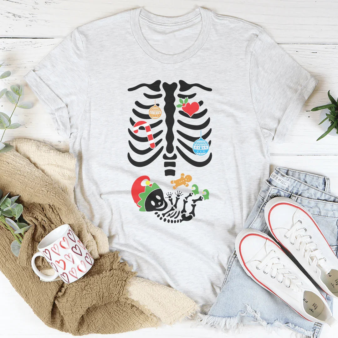 Christmas Pregnant Skeleton Tee - WonderingCloth
