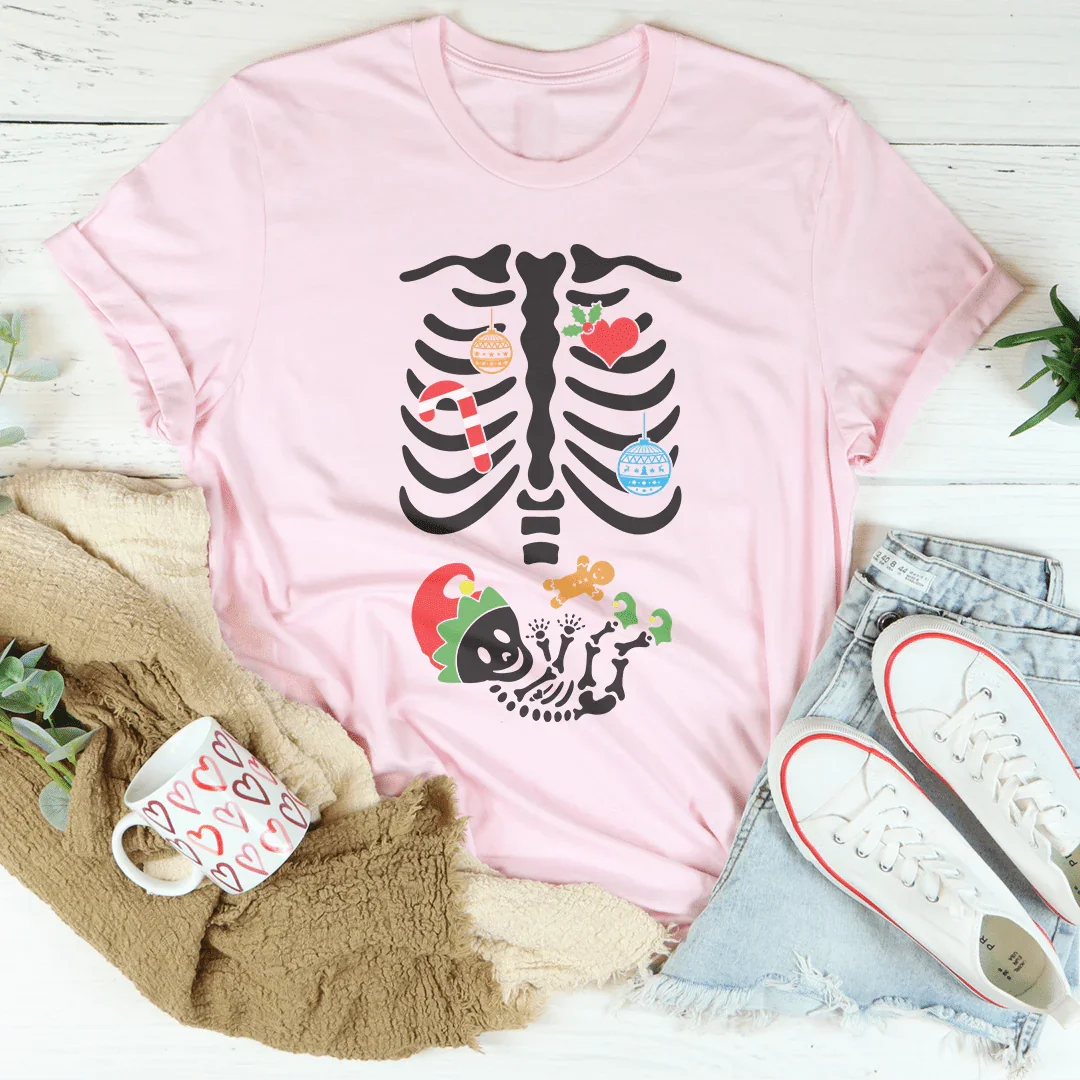 Christmas Pregnant Skeleton Tee - WonderingCloth