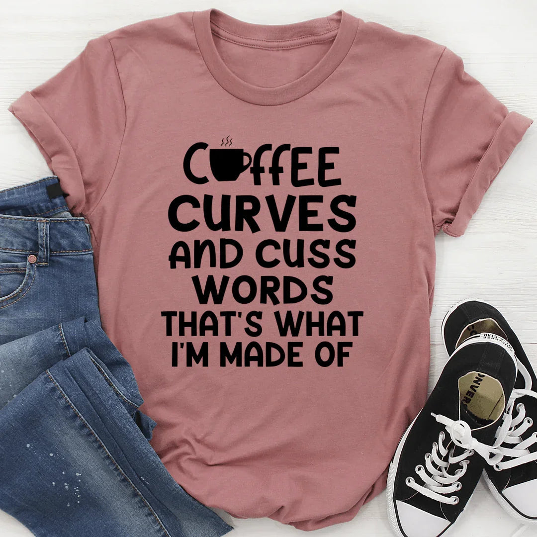 Coffee Curves & Cuss Words Tee - WonderingCloth