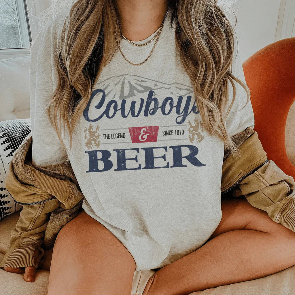 Cowboys & Beer Tee - WonderingCloth