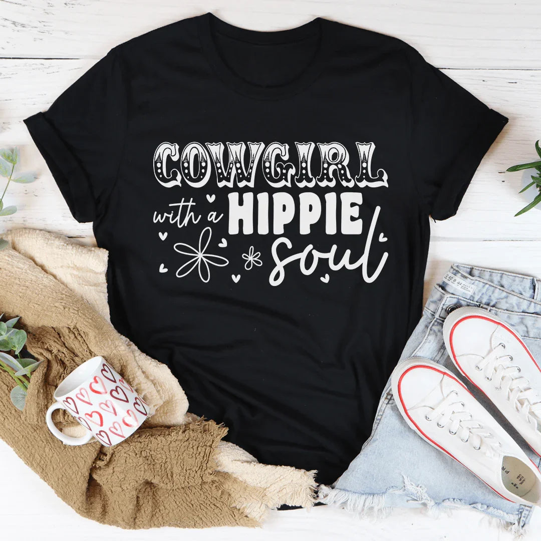 Cowgirl With Hippie Soul Tee - WonderingCloth