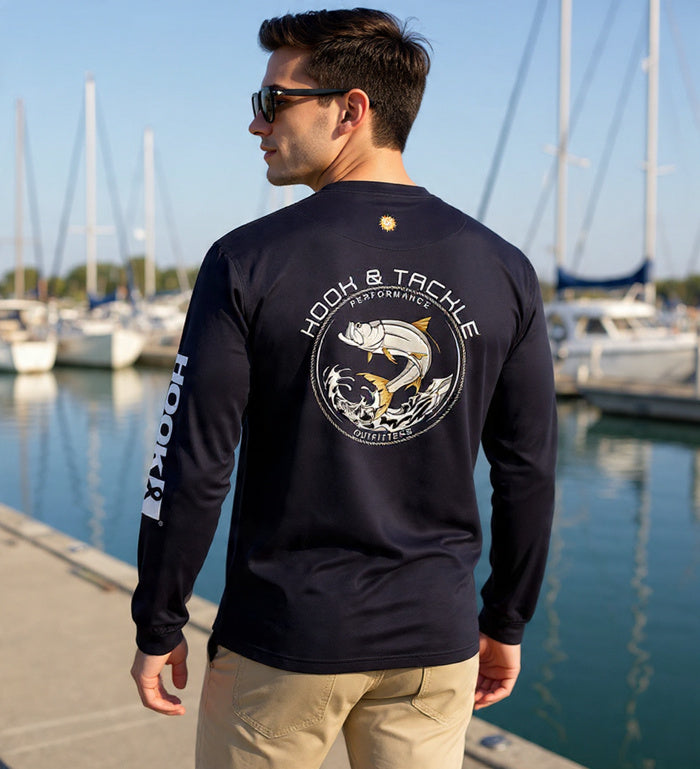Men's Tarpon Leap Thrust L/S UV Fishing T-Shirt - WonderingCloth