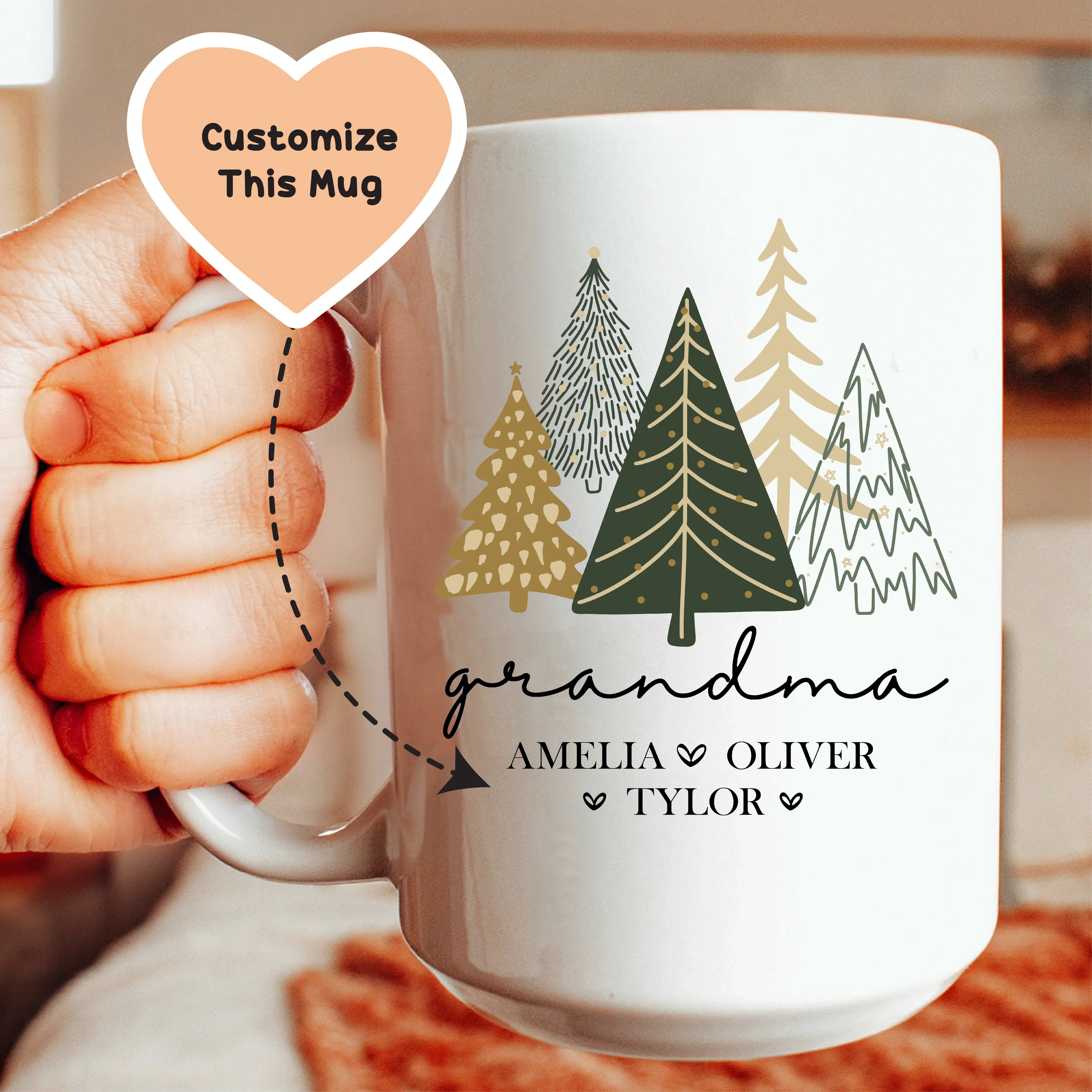 Custom Grandma Christmas mug - WonderingCloth