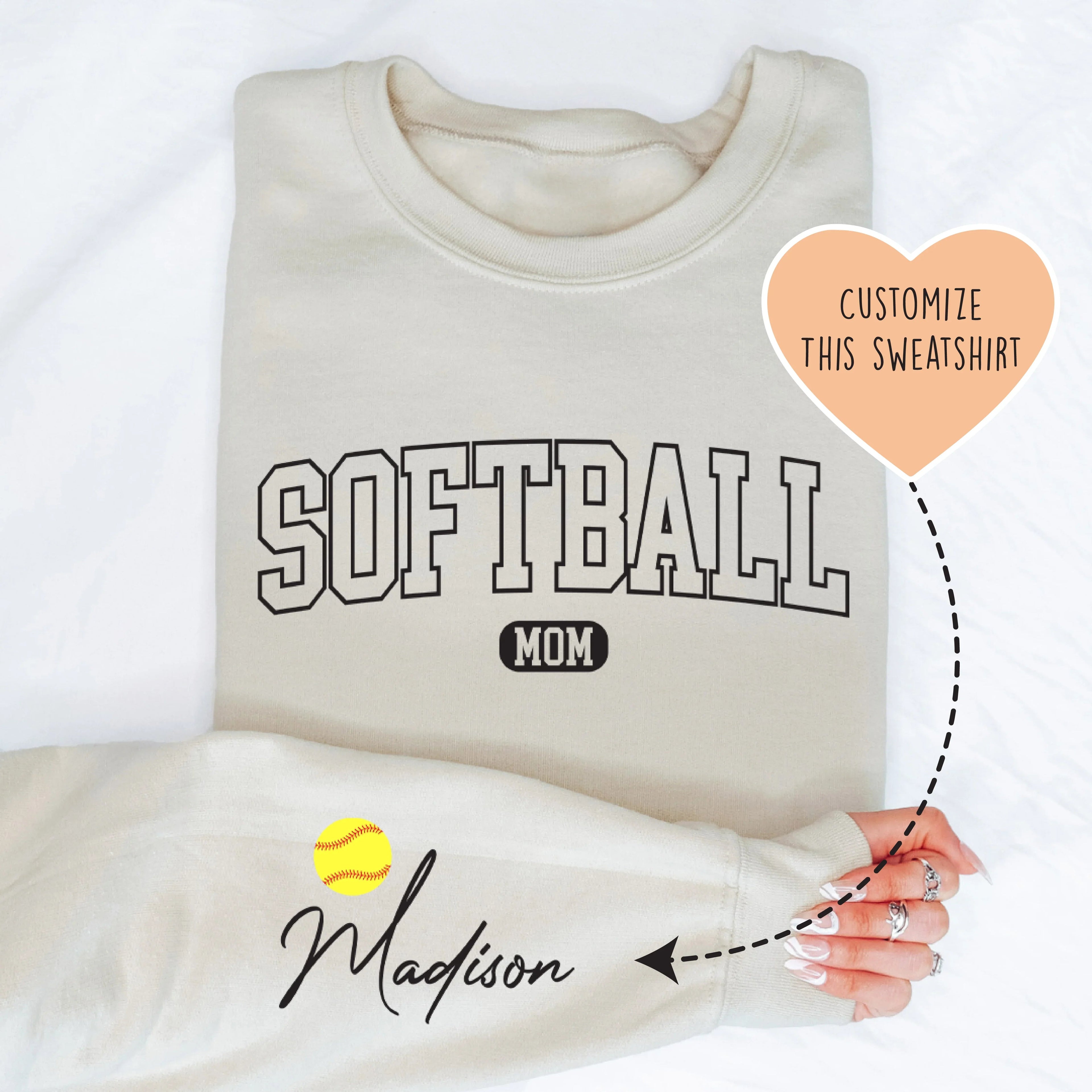 Custom Softball Mom Sweatshirt - WonderingCloth