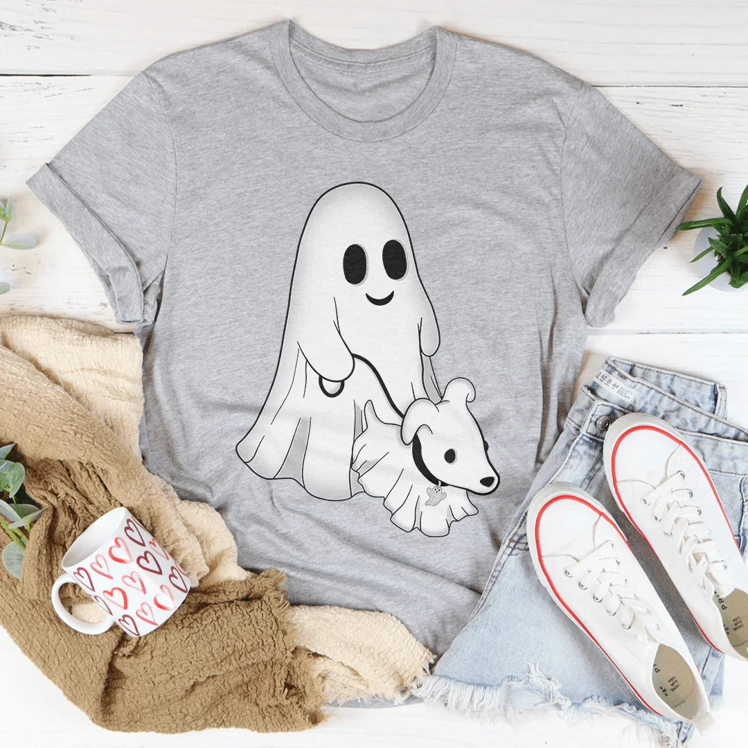Cute Ghost Walking Dog Tee - WonderingCloth