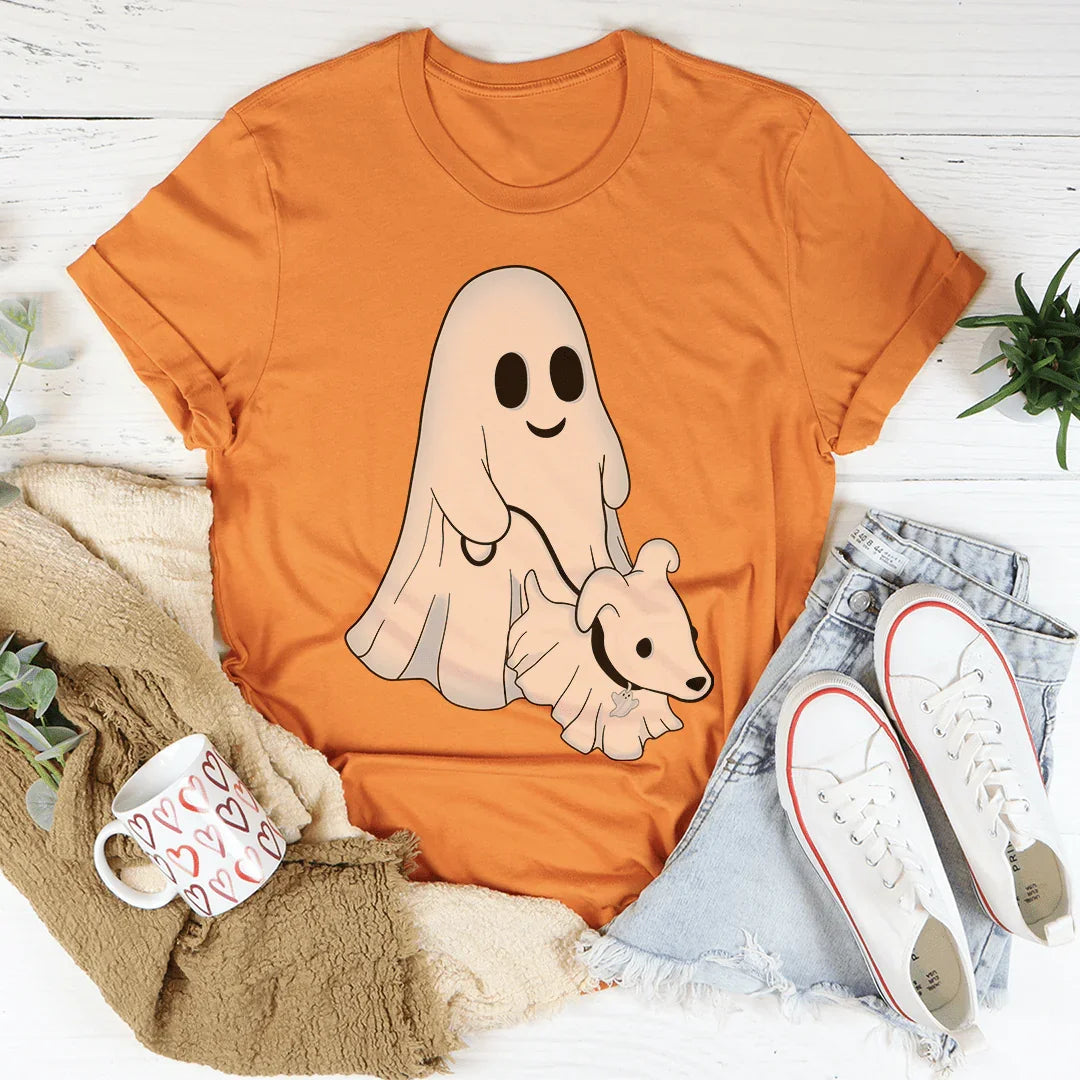 Cute Ghost Walking Dog Tee - WonderingCloth