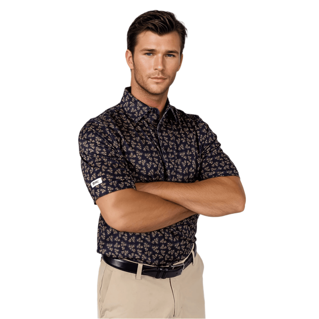 Dark Floral Men's Polo - WonderingCloth
