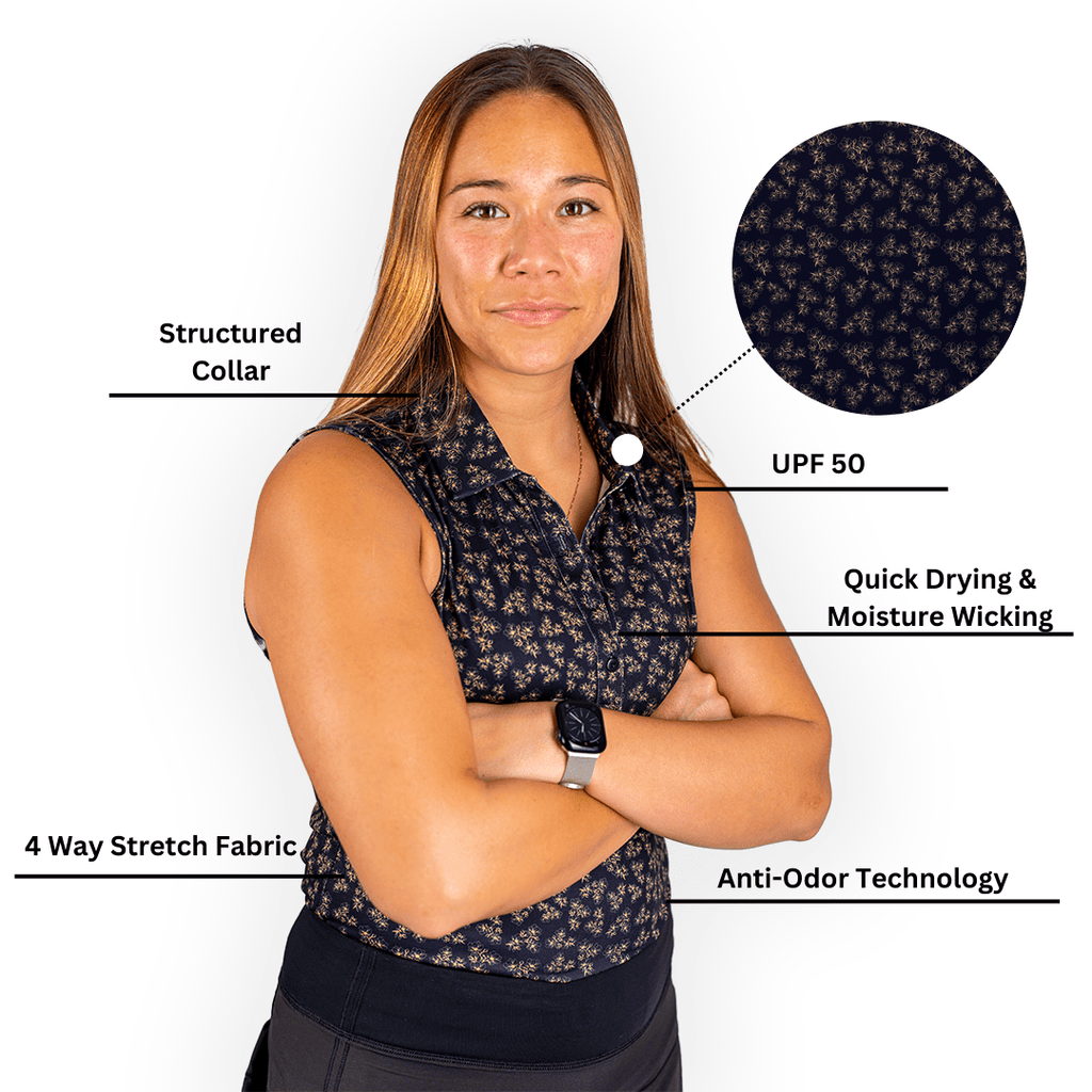 Dark Floral Women's (Sleeveless) Polos - WonderingCloth