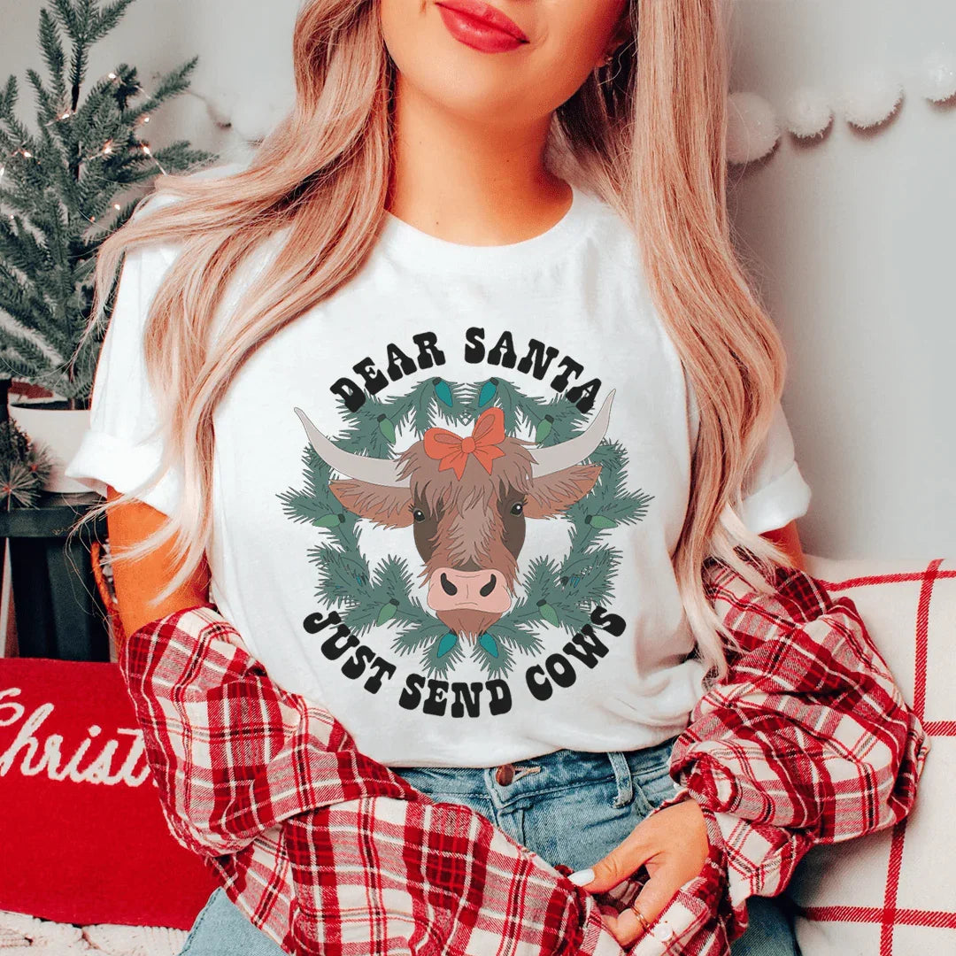 Dear Santa Just Send Cows Tee - WonderingCloth